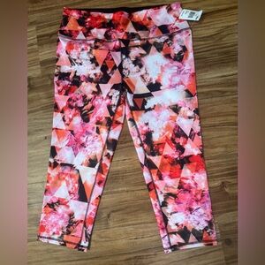 RBX Women's Pink and Orange Geometric Leggings